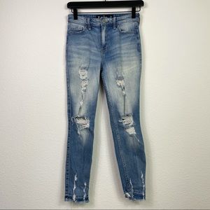 Hollister Light Blue High-Rise Distressed Skinny Jeans